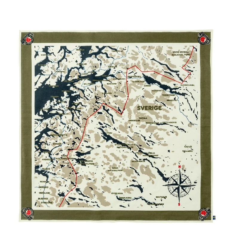 Fjallraven Swedish Classic Map Scarf Green