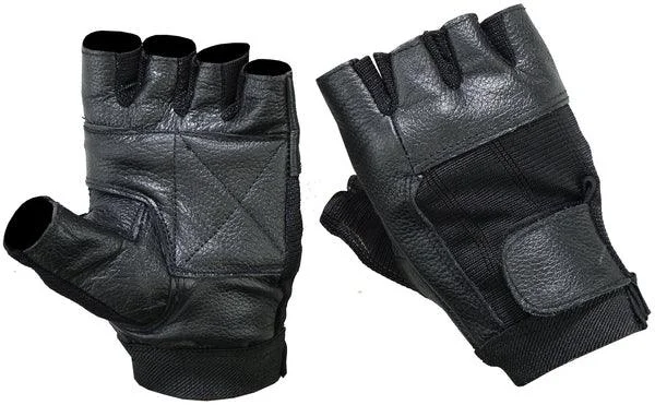 Leather / Mesh Fingerless Gloves