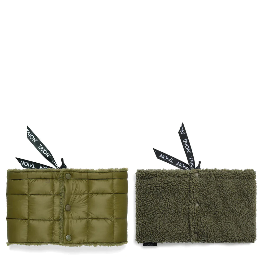 Taion Reversible Down Neck Warmer Olive / D. Olive