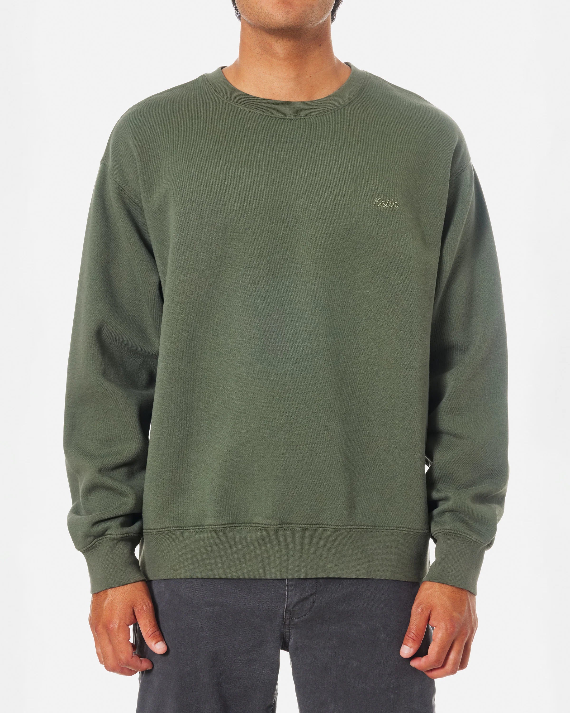 EMBROIDERED CREWNECK - Thyme