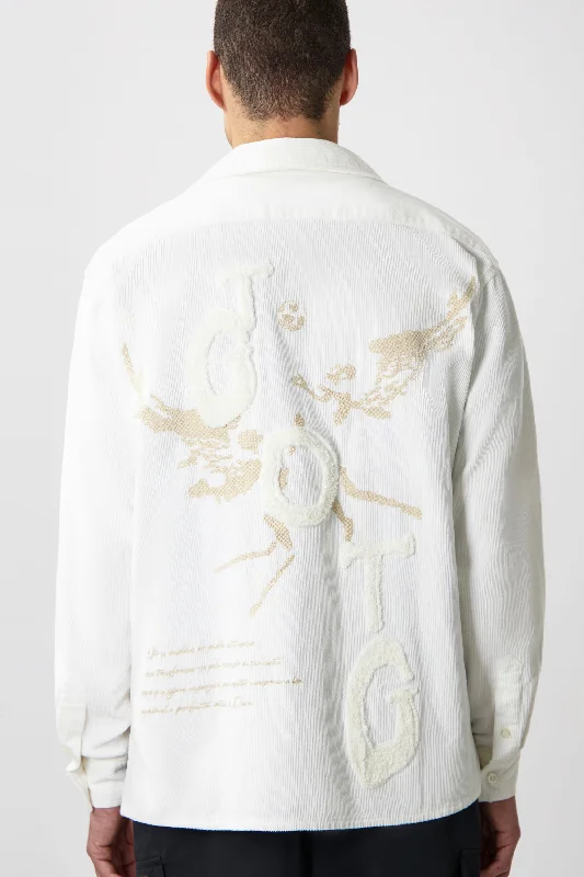 Game of the Gods Graffiti Corduroy Shirt White Swan