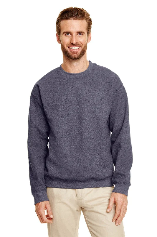 Gildan Mens Pill Resistant Fleece Crewneck Sweatshirt - Heather Dark Navy Blue