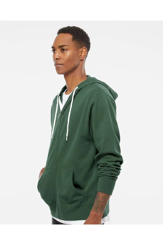 Independent Trading Co. Mens Full Zip Hooded Sweatshirt Hoodie - Alpine Green - NEW