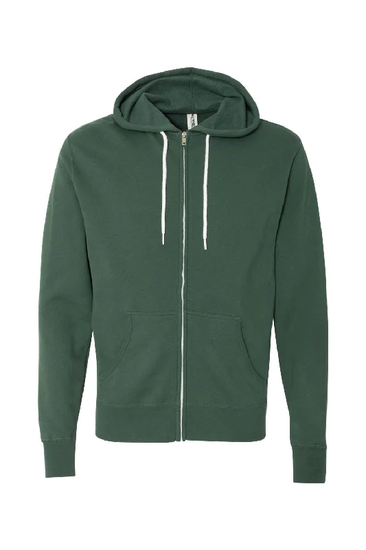 Independent Trading Co. Mens Full Zip Hooded Sweatshirt Hoodie - Alpine Green - NEW