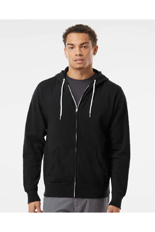 Independent Trading Co. Mens Full Zip Hooded Sweatshirt Hoodie - Black - NEW