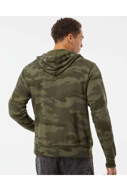 Independent Trading Co. Mens Full Zip Hooded Sweatshirt Hoodie - Forest Green Camo - NEW