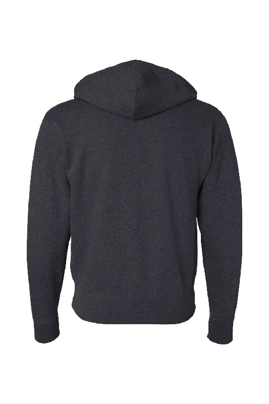 Independent Trading Co. Mens Full Zip Hooded Sweatshirt Hoodie - Heather Charcoal Grey - NEW