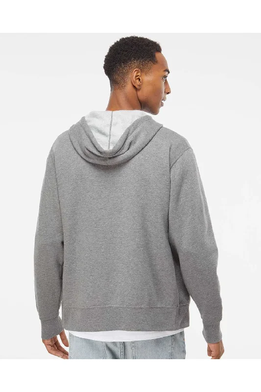 Independent Trading Co. Mens Full Zip Hooded Sweatshirt Hoodie - Heather Gunmetal Grey - NEW