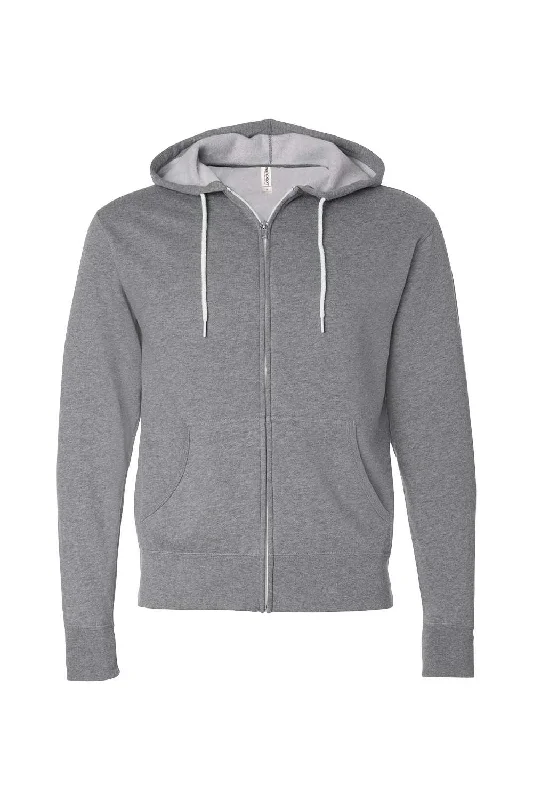 Independent Trading Co. Mens Full Zip Hooded Sweatshirt Hoodie - Heather Gunmetal Grey - NEW