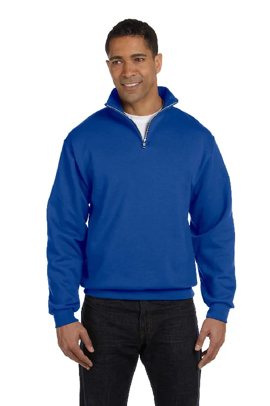 Jerzees Mens NuBlend Pill Resistant Fleece 1/4 Zip Sweatshirt - Royal Blue