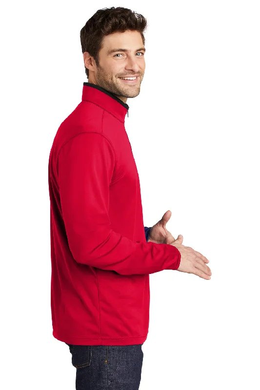 Port Authority Mens Silk Touch Performance Moisture Wicking 1/4 Zip Sweatshirt - Red/Black