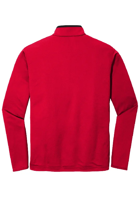 Port Authority Mens Silk Touch Performance Moisture Wicking 1/4 Zip Sweatshirt - Red/Black