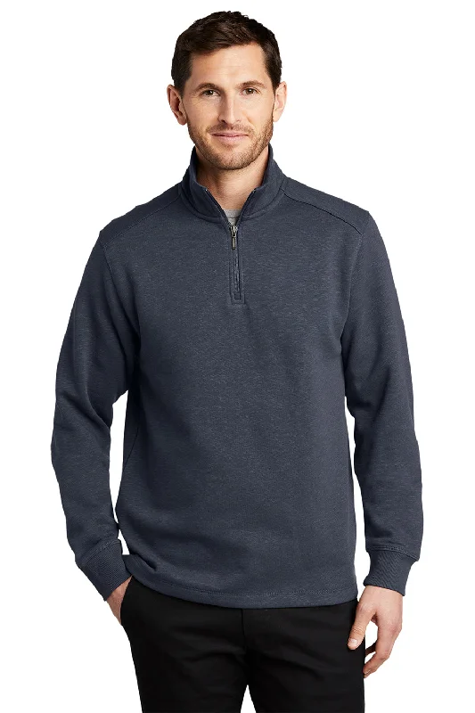 Port Authority Mens Slub Fleece 1/4 Zip Sweatshirt - Slate Grey