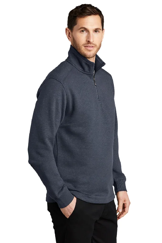 Port Authority Mens Slub Fleece 1/4 Zip Sweatshirt - Slate Grey