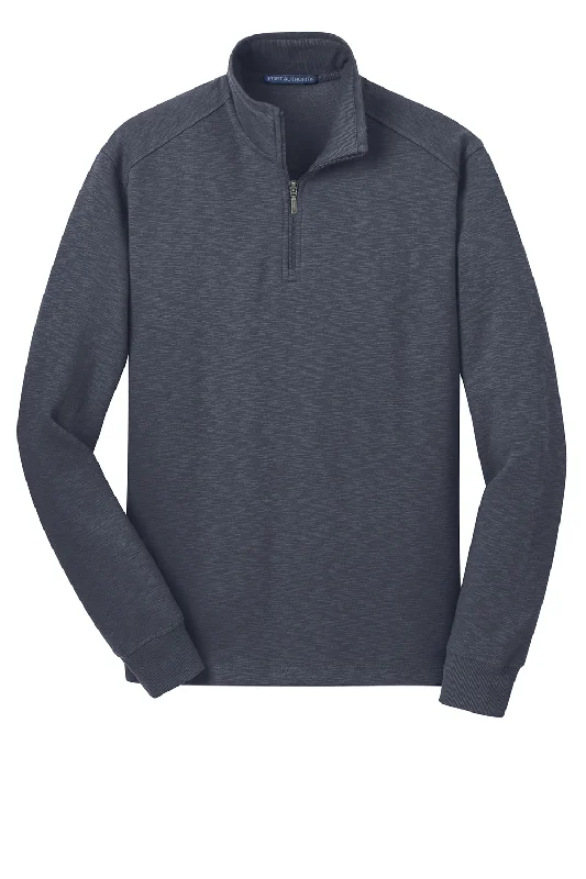 Port Authority Mens Slub Fleece 1/4 Zip Sweatshirt - Slate Grey