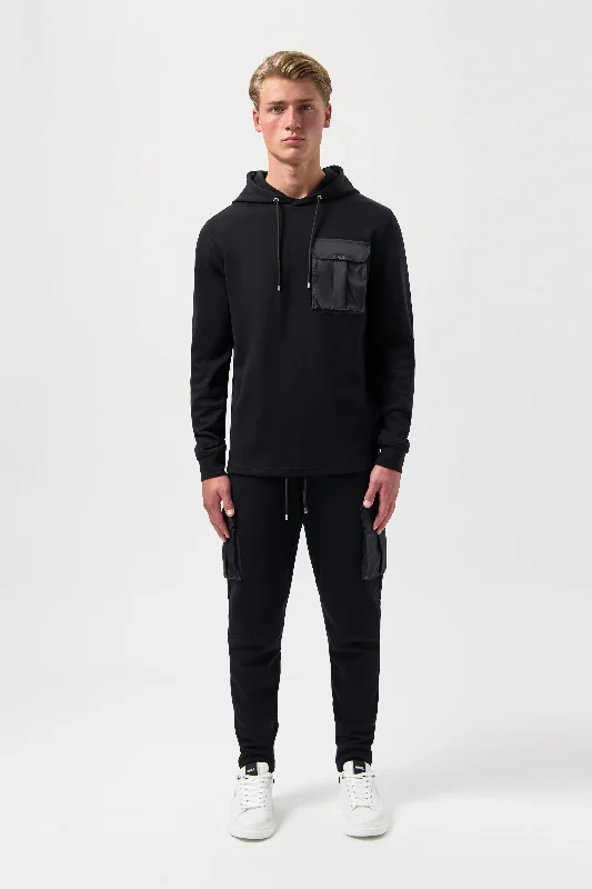 Q-Cargo Regular Fit Hoodie Jet Black