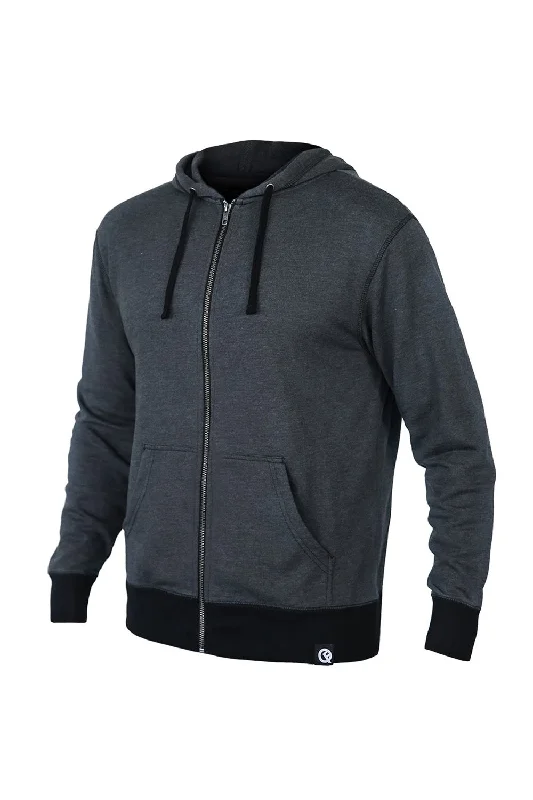 Quikflip Mens 2-in-1 Hero Classic Full Zip Hooded Sweatshirt Hoodie - Gunmetal Grey - NEW