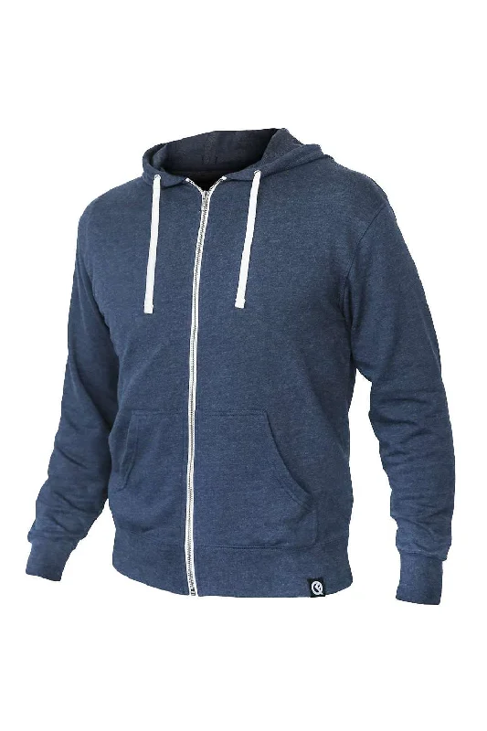 Quikflip Mens 2-in-1 Hero Classic Full Zip Hooded Sweatshirt Hoodie - Pacific Navy Blue - NEW