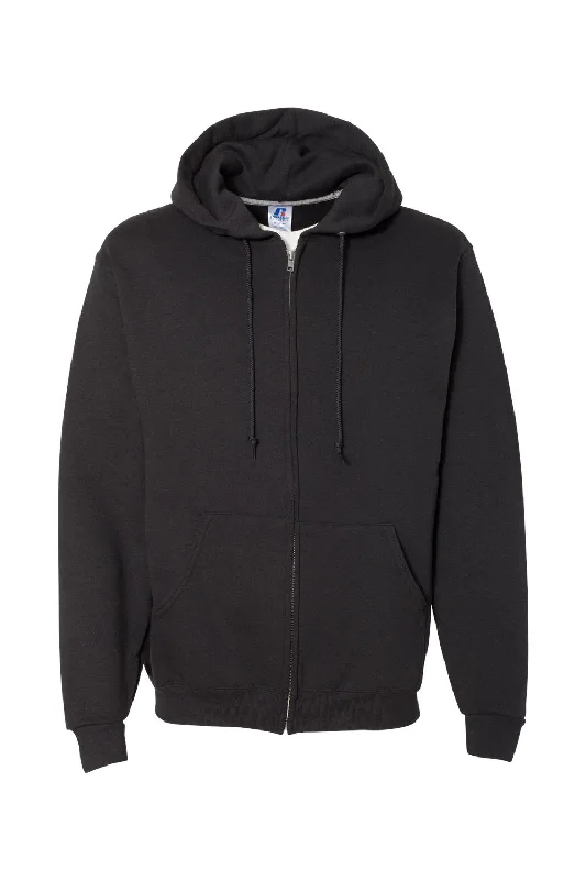 Russell Athletic Mens Dri Power Moisture Wicking Full Zip Hooded Sweatshirt Hoodie - Black - NEW