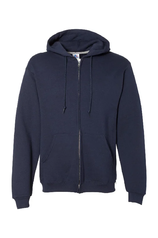 Russell Athletic Mens Dri Power Moisture Wicking Full Zip Hooded Sweatshirt Hoodie - Navy Blue - NEW