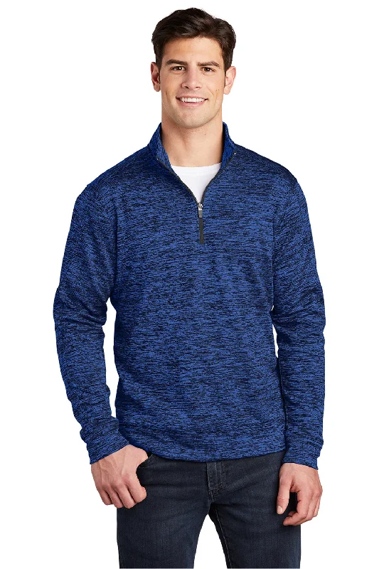 Sport-Tek Mens Electric Heather Moisture Wicking Fleece 1/4 Zip Sweatshirt - Dark Royal Blue Electric