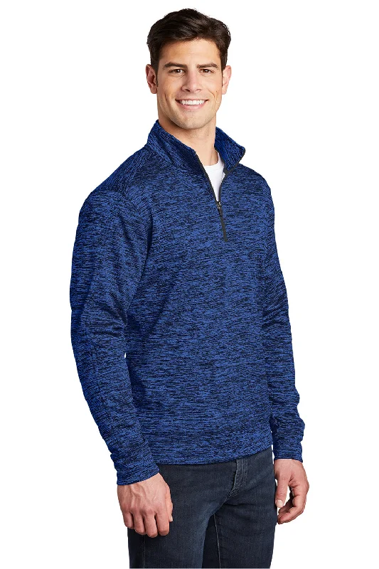 Sport-Tek Mens Electric Heather Moisture Wicking Fleece 1/4 Zip Sweatshirt - Dark Royal Blue Electric