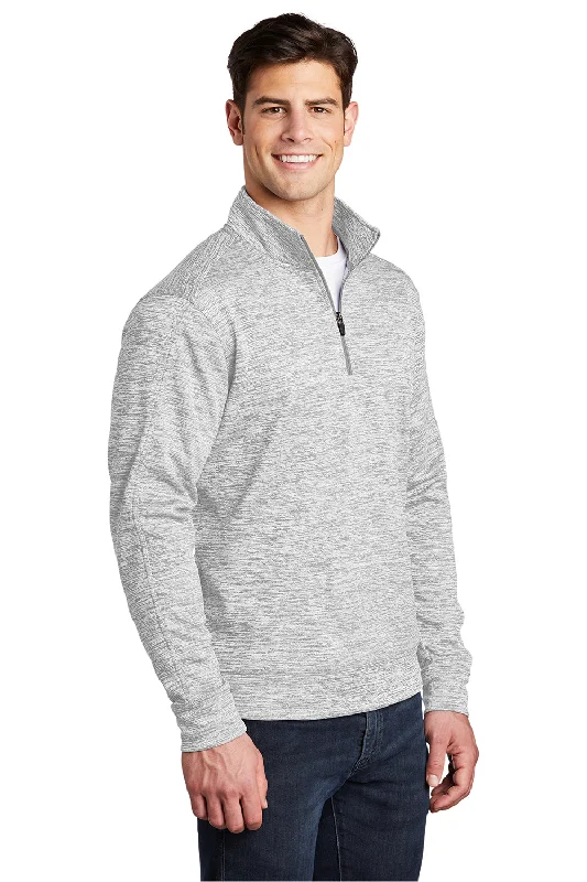 Sport-Tek Mens Electric Heather Moisture Wicking Fleece 1/4 Zip Sweatshirt - Silver Grey Electric