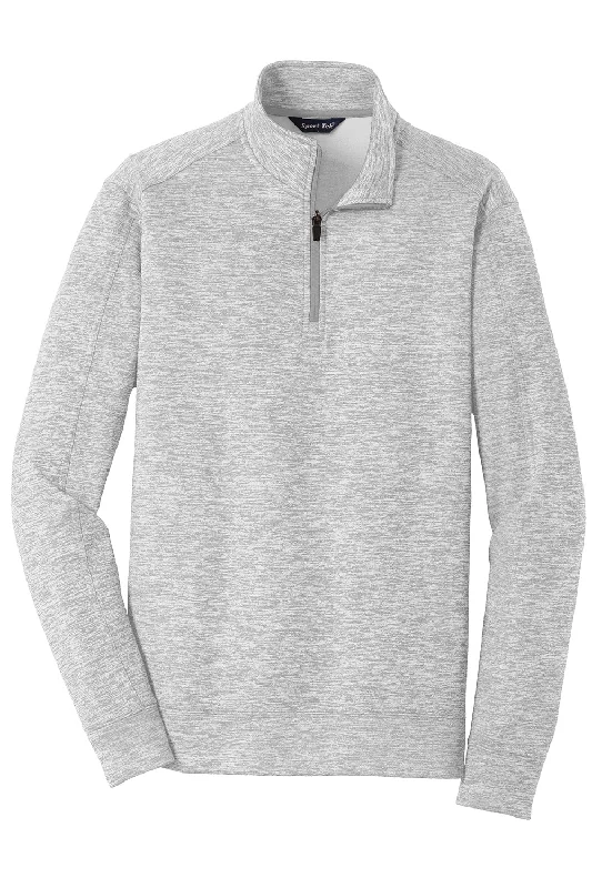 Sport-Tek Mens Electric Heather Moisture Wicking Fleece 1/4 Zip Sweatshirt - Silver Grey Electric