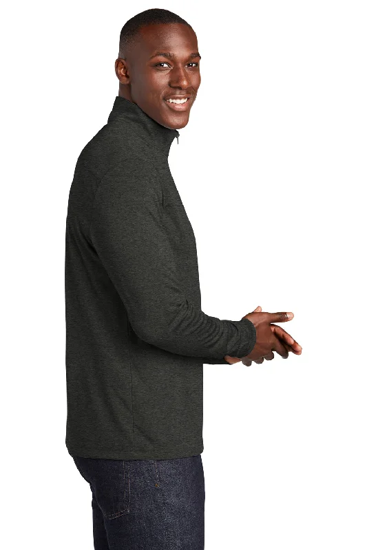 Sport-Tek Mens Endeavor Moisture Wicking 1/4 Zip Sweatshirt - Heather Black