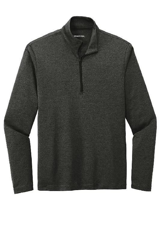 Sport-Tek Mens Endeavor Moisture Wicking 1/4 Zip Sweatshirt - Heather Black