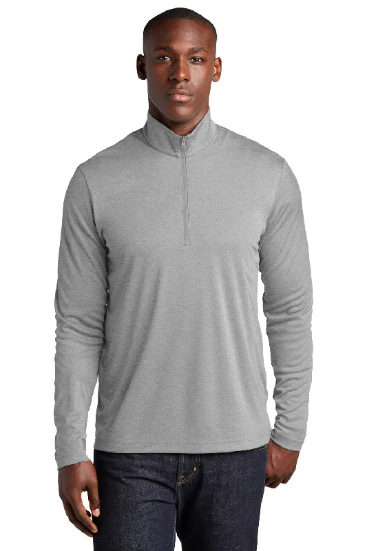 Sport-Tek Mens Endeavor Moisture Wicking 1/4 Zip Sweatshirt - Heather Light Grey