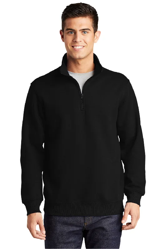 Sport-Tek Mens Shrink Resistant Fleece 1/4 Zip Sweatshirt - Black