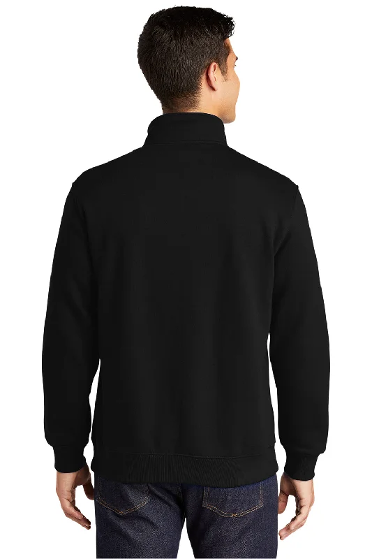 Sport-Tek Mens Shrink Resistant Fleece 1/4 Zip Sweatshirt - Black