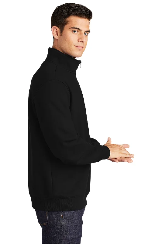 Sport-Tek Mens Shrink Resistant Fleece 1/4 Zip Sweatshirt - Black