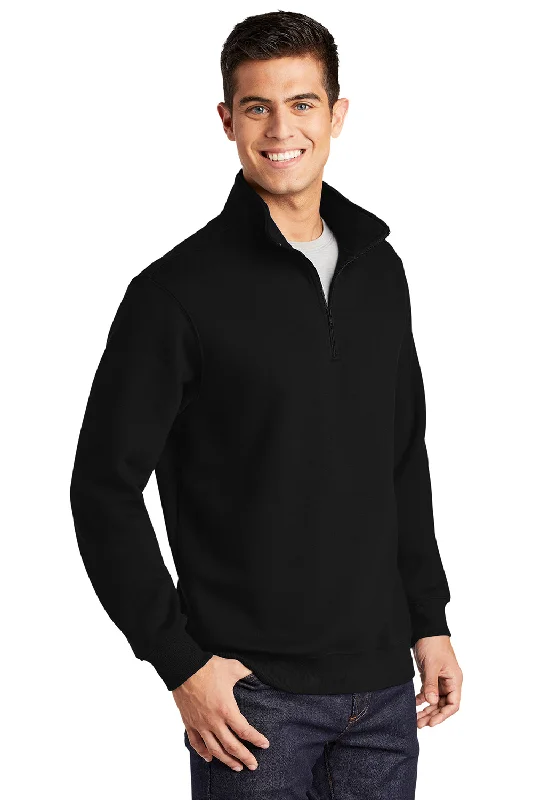 Sport-Tek Mens Shrink Resistant Fleece 1/4 Zip Sweatshirt - Black