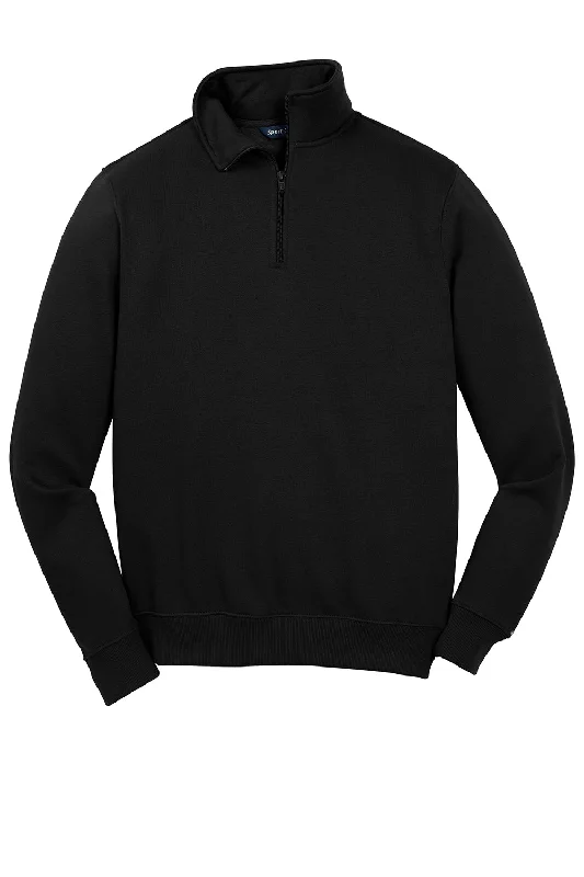 Sport-Tek Mens Shrink Resistant Fleece 1/4 Zip Sweatshirt - Black