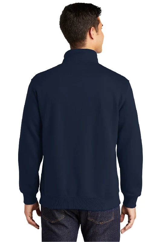 Sport-Tek Mens Shrink Resistant Fleece 1/4 Zip Sweatshirt - True Navy Blue