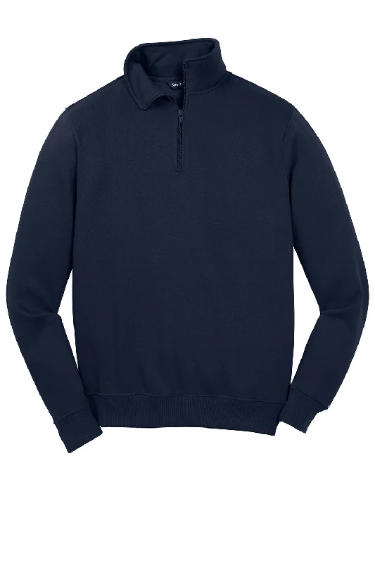 Sport-Tek Mens Shrink Resistant Fleece 1/4 Zip Sweatshirt - True Navy Blue