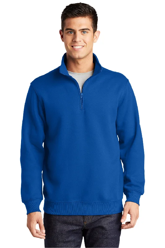 Sport-Tek Mens Shrink Resistant Fleece 1/4 Zip Sweatshirt - True Royal Blue