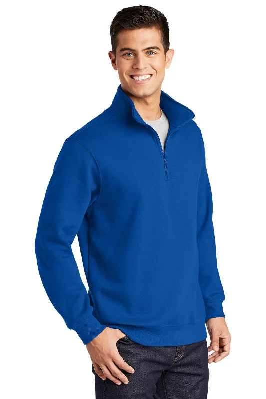 Sport-Tek Mens Shrink Resistant Fleece 1/4 Zip Sweatshirt - True Royal Blue