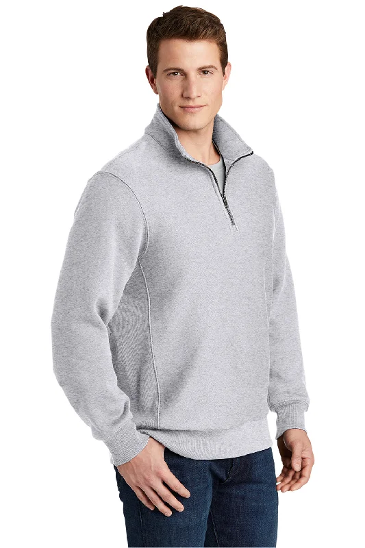 Sport-Tek Mens Fleece 1/4 Zip Sweatshirt - Heather Grey