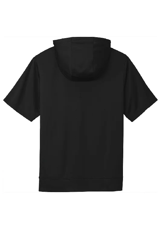 Sport-Tek Mens Moisture Wicking Fleece Short Sleeve Hooded Sweatshirt Hoodie - Black