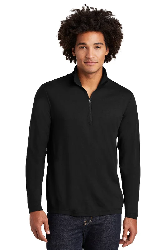 Sport-Tek Mens Moisture Wicking 1/4 Zip Sweatshirt - Black