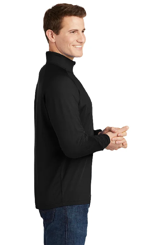 Sport-Tek Mens Sport-Wick Moisture Wicking 1/4 Zip Sweatshirt - Black