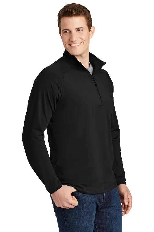 Sport-Tek Mens Sport-Wick Moisture Wicking 1/4 Zip Sweatshirt - Black