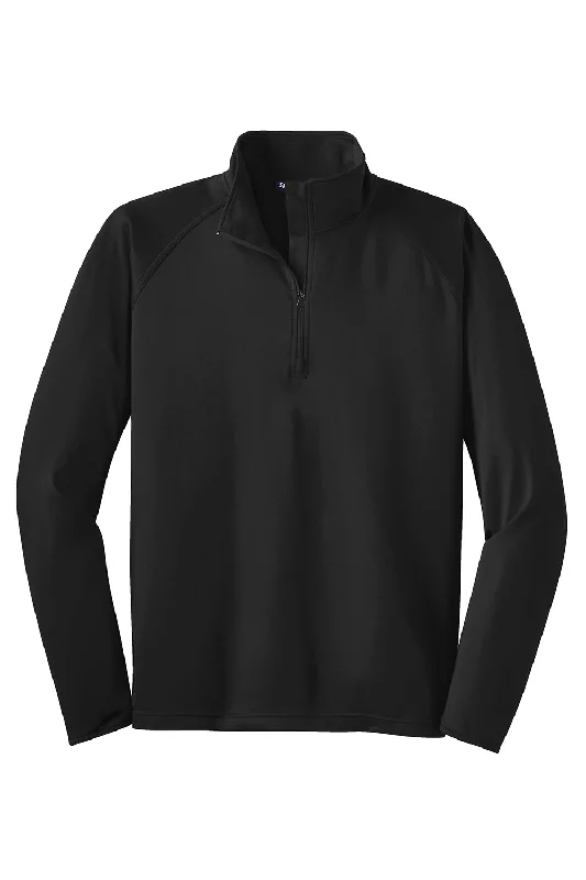 Sport-Tek Mens Sport-Wick Moisture Wicking 1/4 Zip Sweatshirt - Black