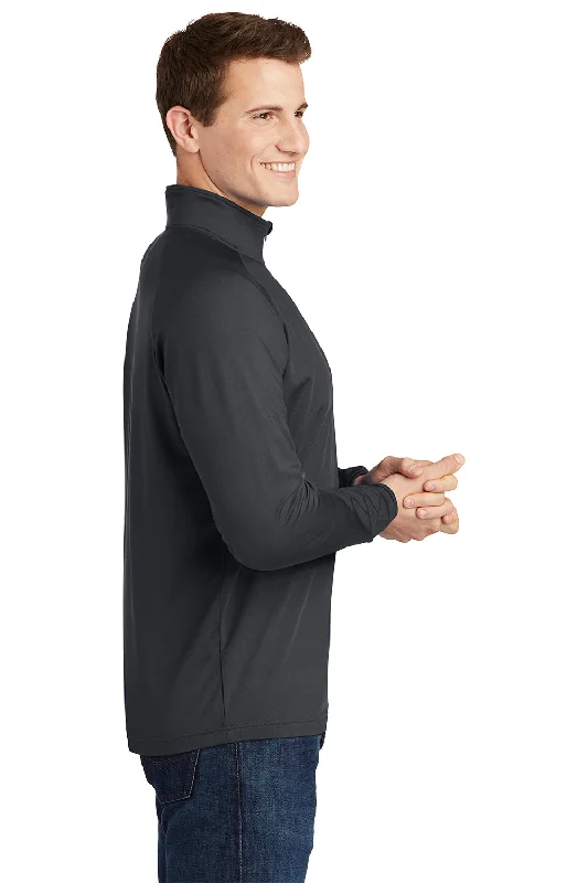 Sport-Tek Mens Sport-Wick Moisture Wicking 1/4 Zip Sweatshirt - Charcoal Grey