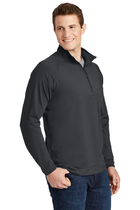 Sport-Tek Mens Sport-Wick Moisture Wicking 1/4 Zip Sweatshirt - Charcoal Grey