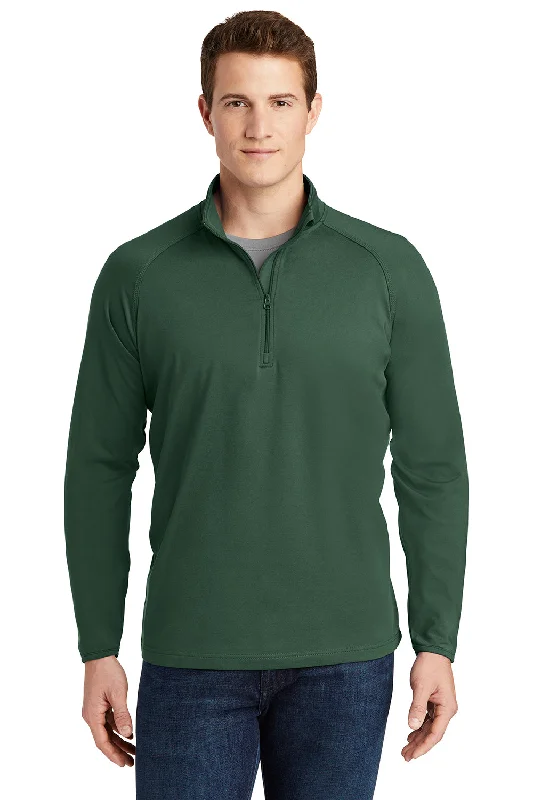 Sport-Tek Mens Sport-Wick Moisture Wicking 1/4 Zip Sweatshirt - Forest Green