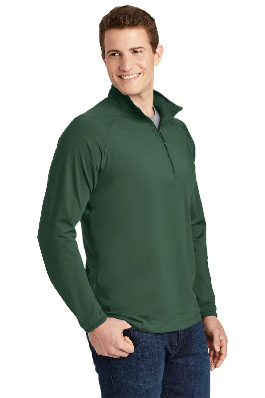 Sport-Tek Mens Sport-Wick Moisture Wicking 1/4 Zip Sweatshirt - Forest Green